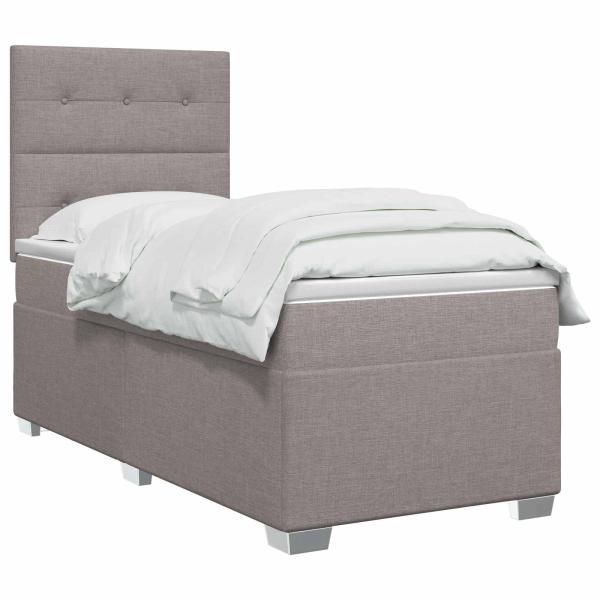 Boxspringbett mit Matratze mit Kopfteil Taupe 90 x 190 cm Stoff