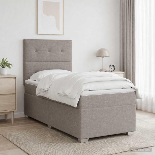 Boxspringbett mit Matratze mit Kopfteil Taupe 90 x 190 cm Stoff
