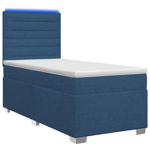 Boxspringbett mit Matratze mit Kopfteil Blau 90 x 200 cm Stoff