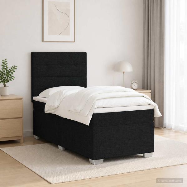 ARDEBO.de - Boxspringbett mit Matratze Schwarz 90 x 200 cm Stoff
