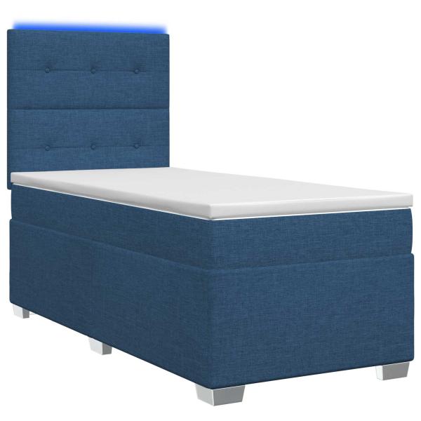 Boxspringbett mit Matratze mit Kopfteil Blau 100 x 200 cm Stoff