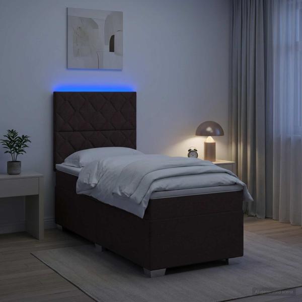 ARDEBO.de - Boxspringbett mit Matratze Dunkelbraun 100 x 200 cm Stoff