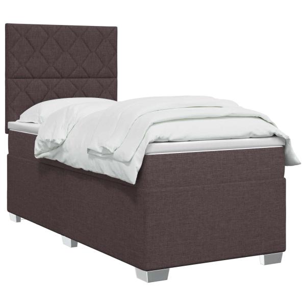Boxspringbett mit Matratze Dunkelbraun 100 x 200 cm Stoff