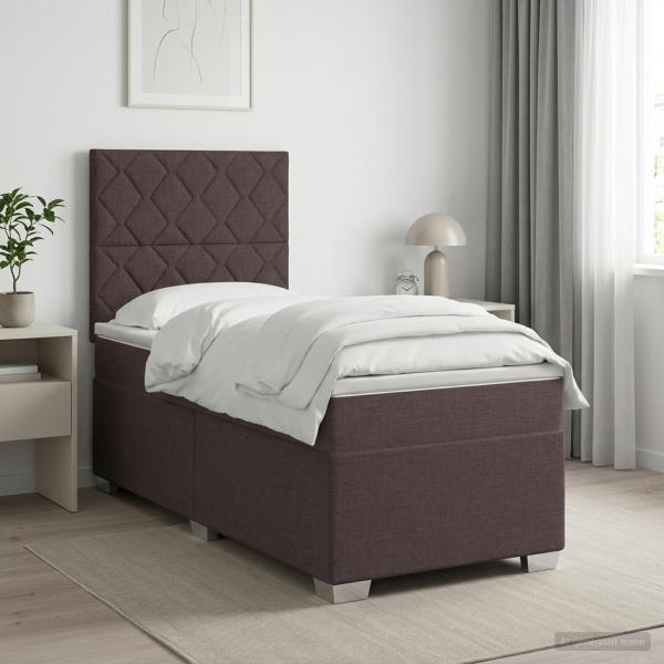 Boxspringbett mit Matratze Dunkelbraun 100 x 200 cm Stoff