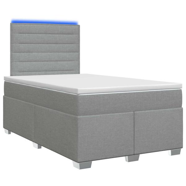 ARDEBO.de - Boxspringbett mit Matratze Hellgrau 120 x 190 cm Stoff