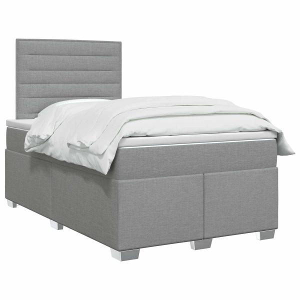 Boxspringbett mit Matratze Hellgrau 120 x 190 cm Stoff