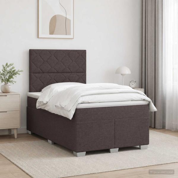 ARDEBO.de - Boxspringbett mit Matratze Dunkelbraun 120 x 190 cm Stoff