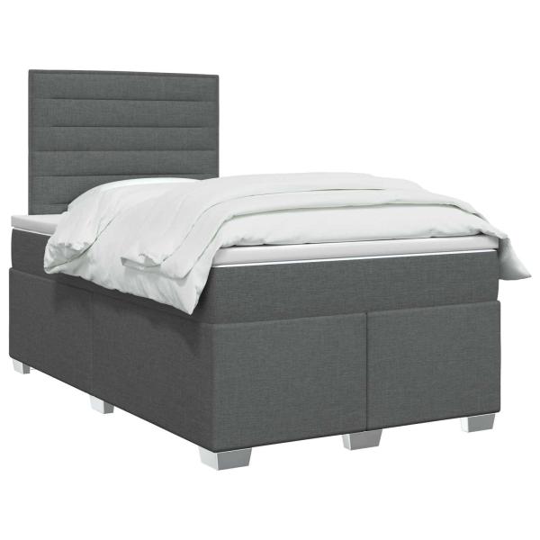 Boxspringbett mit Matratze Dunkelgrau 120 x 200 cm Stoff