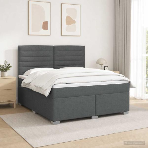 ARDEBO.de - Boxspringbett mit Matratze Dunkelgrau 140 x 190 cm Stoff