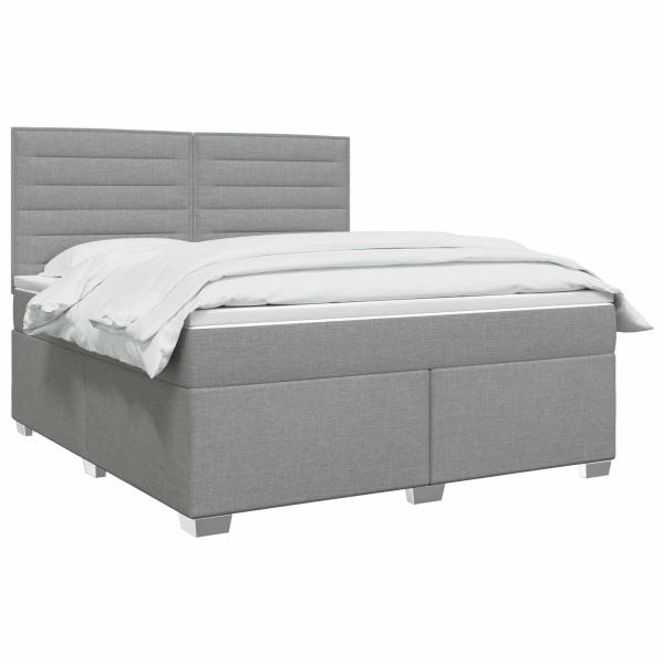 Boxspringbett mit Matratze Hellgrau 140 x 200 cm Stoff
