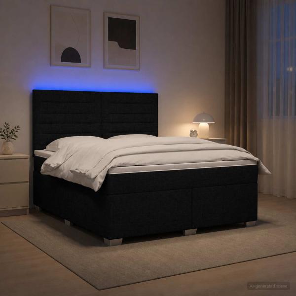 ARDEBO.de - Boxspringbett mit Matratze Schwarz 180 x 200 cm Stoff