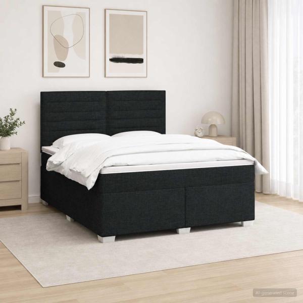 Boxspringbett mit Matratze Schwarz 180 x 200 cm Stoff