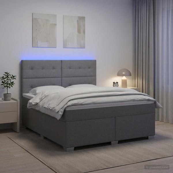 Boxspringbett mit Matratze Hellgrau 180 x 200 cm Stoff