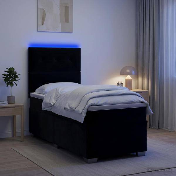 ARDEBO.de - Boxspringbett mit Matratze Schwarz 90 x 190 cm Samt
