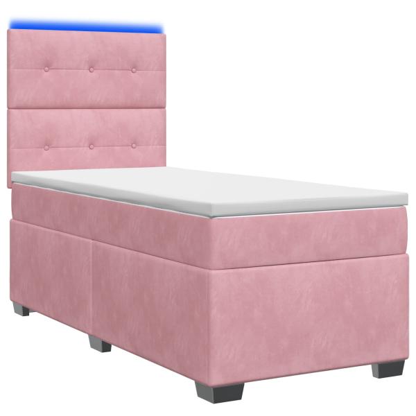 Boxspringbett mit Matratze mit Kopfteil Rosa 90 x 200 cm Samt