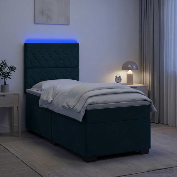 Boxspringbett mit Matratze Dunkelgrün 100 x 200 cm Samt