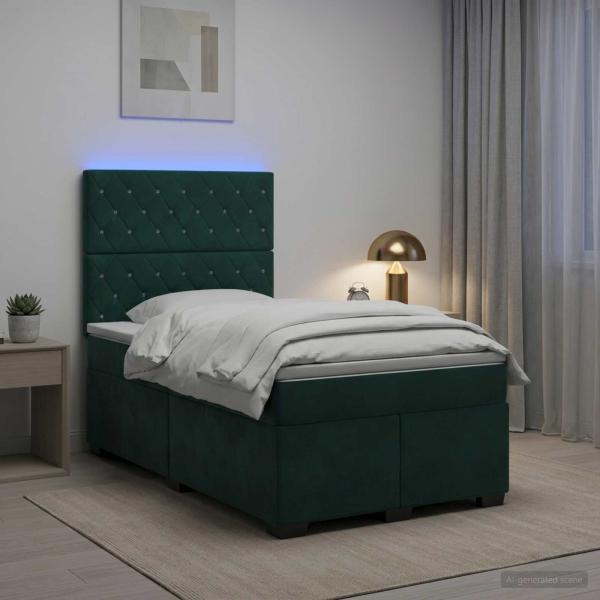 ARDEBO.de - Boxspringbett mit Matratze Dunkelgrün 120 x 190 cm Samt