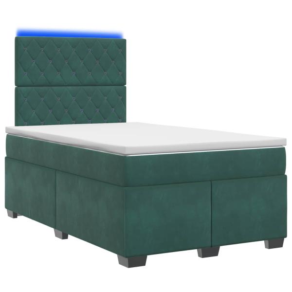 Boxspringbett mit Matratze Dunkelgrün 120 x 190 cm Samt