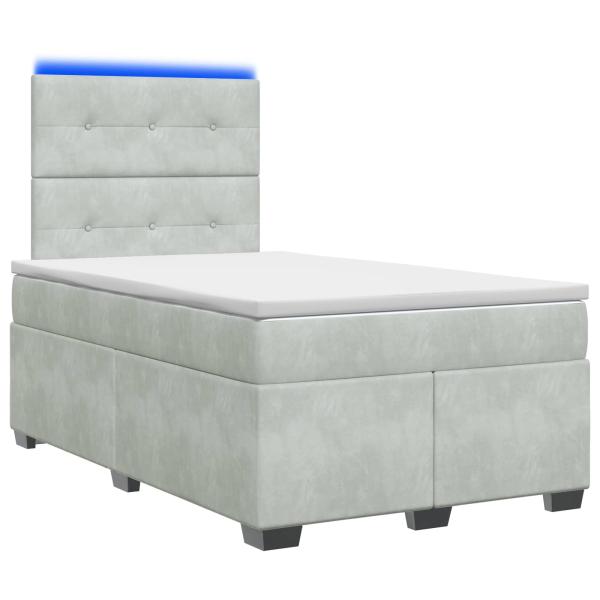 Boxspringbett mit Matratze Hellgrau 120 x 190 cm Samt