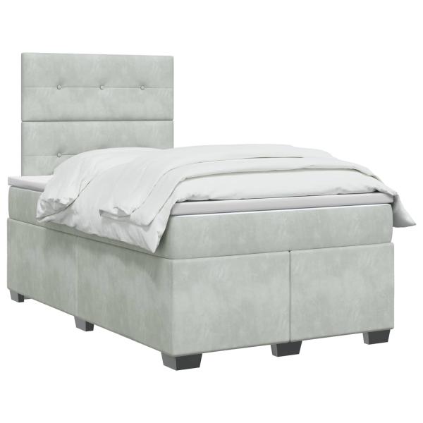 Boxspringbett mit Matratze Hellgrau 120 x 190 cm Samt