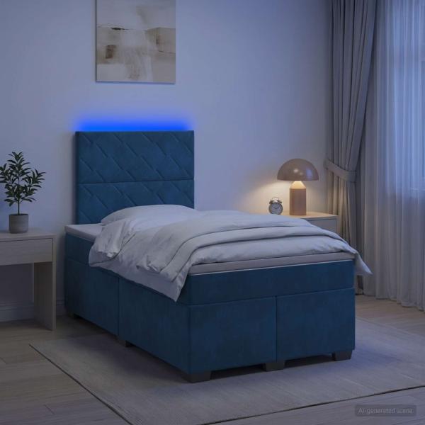 ARDEBO.de - Boxspringbett mit Matratze mit Kopfteil Blau 120 x 190 cm Samt