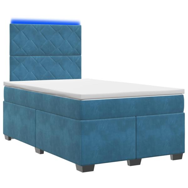 Boxspringbett mit Matratze mit Kopfteil Blau 120 x 190 cm Samt