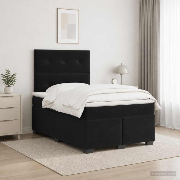 ARDEBO.de - Boxspringbett mit Matratze Schwarz 120 x 200 cm Samt