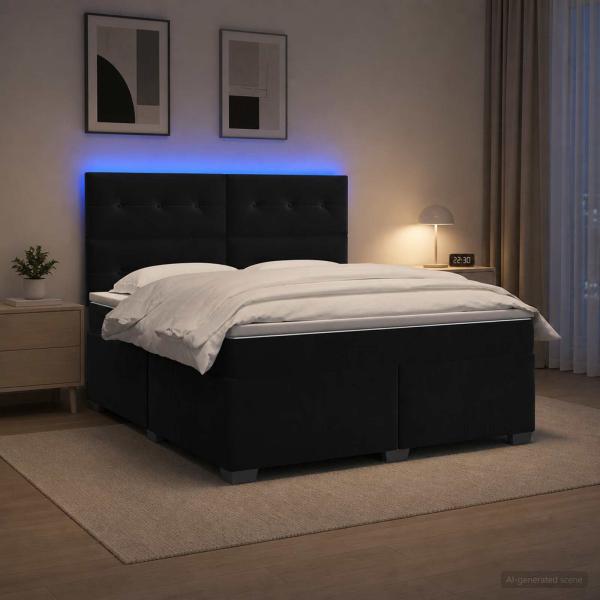 ARDEBO.de - Boxspringbett mit Matratze Schwarz 140 x 190 cm Samt