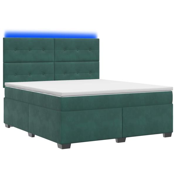 Boxspringbett mit Matratze Dunkelgrün 140 x 190 cm Samt