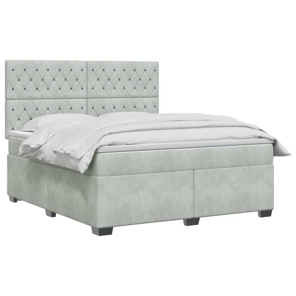 Boxspringbett mit Matratze Hellgrau 140 x 200 cm Samt
