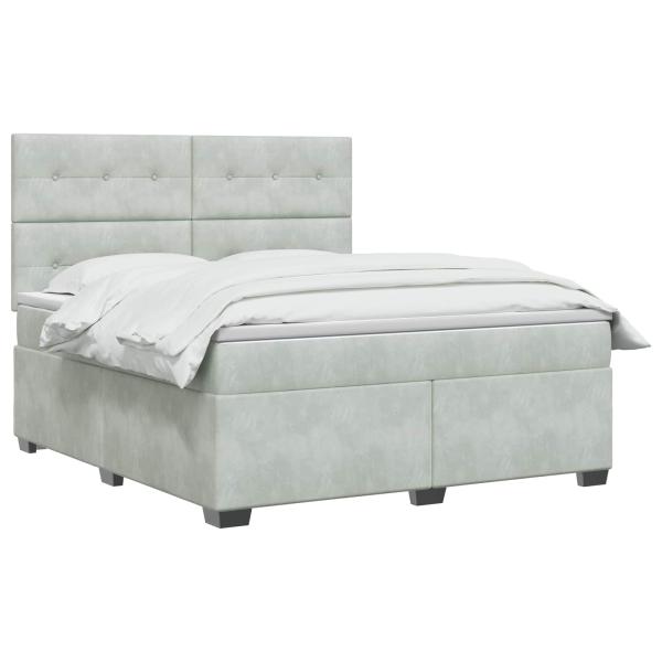 Boxspringbett mit Matratze Hellgrau 140 x 200 cm Samt