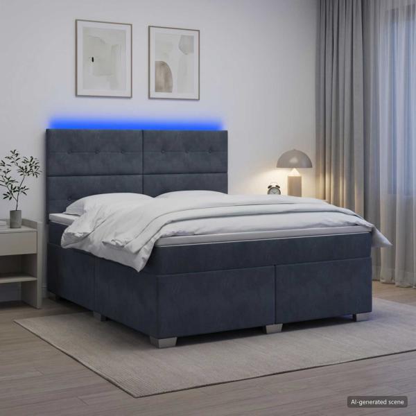 Boxspringbett mit Matratze Dunkelgrau 180 x 200 cm Samt