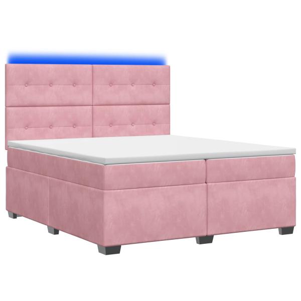 Boxspringbett mit Matratze mit Kopfteil Rosa 200 x 200 cm Samt