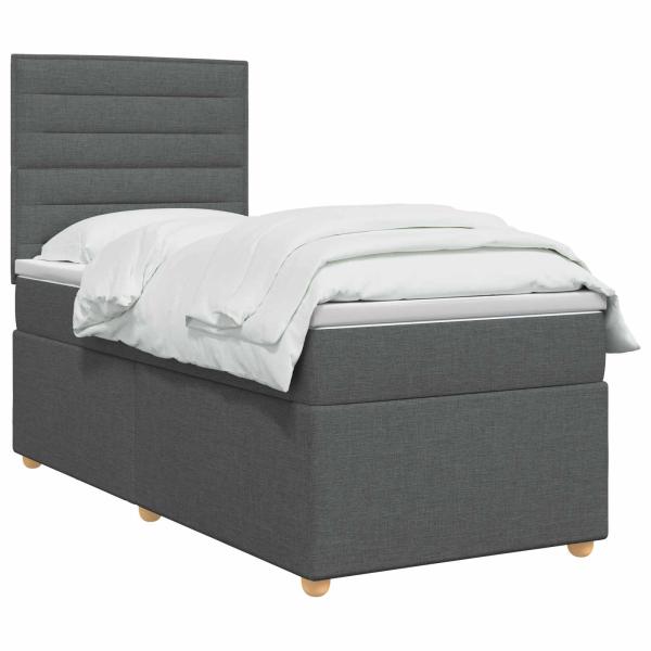 Boxspringbett mit Matratze Dunkelgrau 80 x 200 cm Stoff