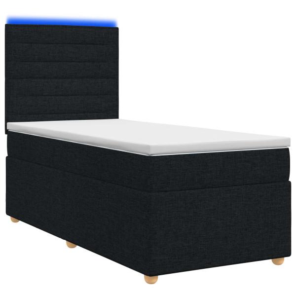 Boxspringbett mit Matratze Schwarz 80 x 200 cm Stoff