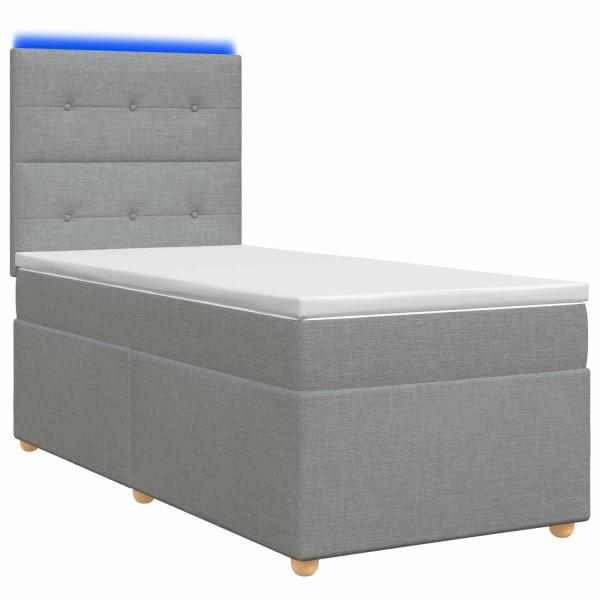 Boxspringbett mit Matratze Hellgrau 80 x 200 cm Stoff
