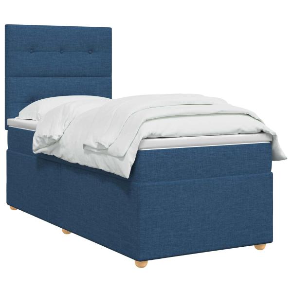 Boxspringbett mit Matratze mit Kopfteil Blau 80 x 200 cm Stoff