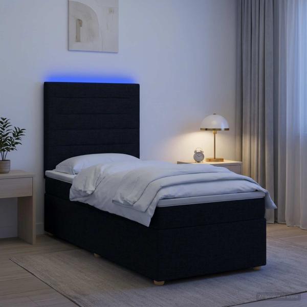 Boxspringbett mit Matratze Schwarz 90 x 200 cm Stoff