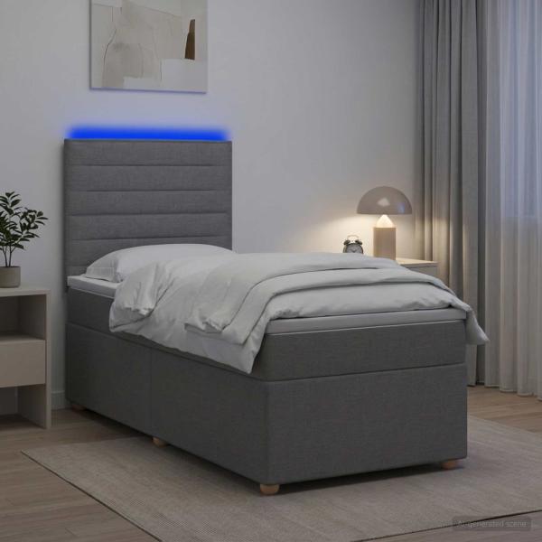 Boxspringbett mit Matratze Hellgrau 100 x 200 cm Stoff