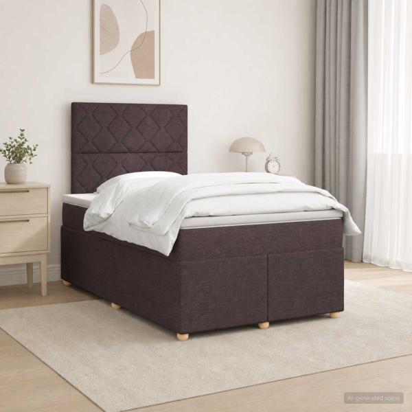 Boxspringbett mit Matratze Dunkelbraun 120 x 190 cm Stoff