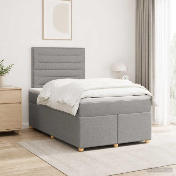 ARDEBO.de - Boxspringbett mit Matratze Hellgrau 120 x 200 cm Stoff