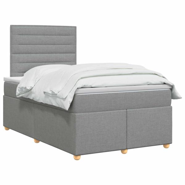 Boxspringbett mit Matratze Hellgrau 120 x 200 cm Stoff