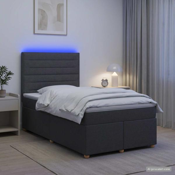 Boxspringbett mit Matratze Dunkelgrau 120 x 200 cm Stoff