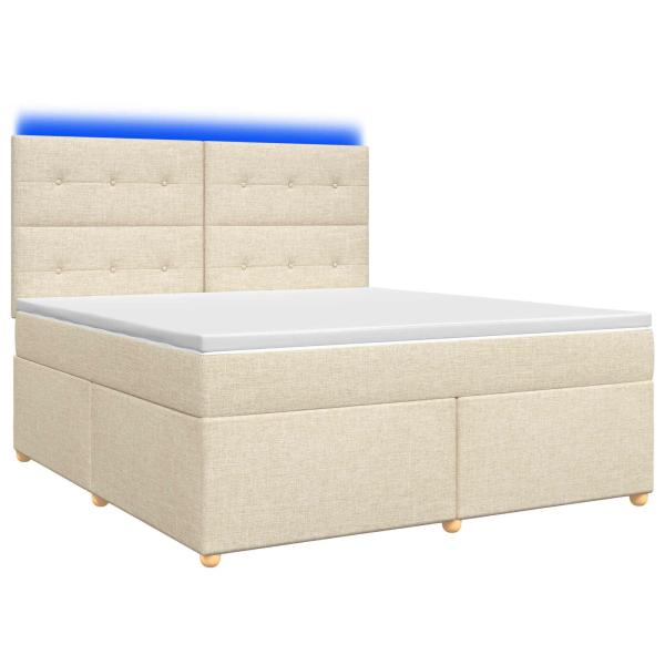 Boxspringbett mit Matratze Creme 140 x 190 cm Stoff
