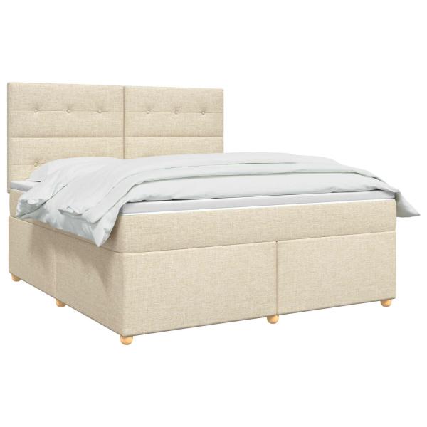 Boxspringbett mit Matratze Creme 140 x 190 cm Stoff