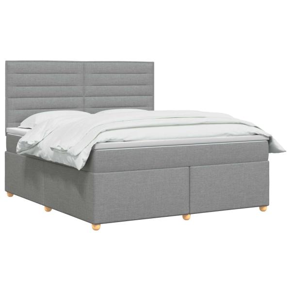 Boxspringbett mit Matratze Hellgrau 140 x 200 cm Stoff