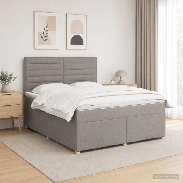 Boxspringbett mit Matratze Taupe 140 x 200 cm Stoff