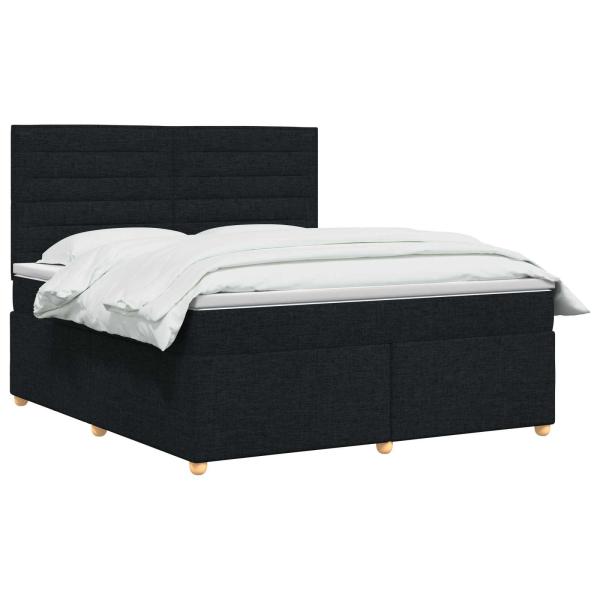 Boxspringbett mit Matratze Schwarz 160 x 200 cm Stoff