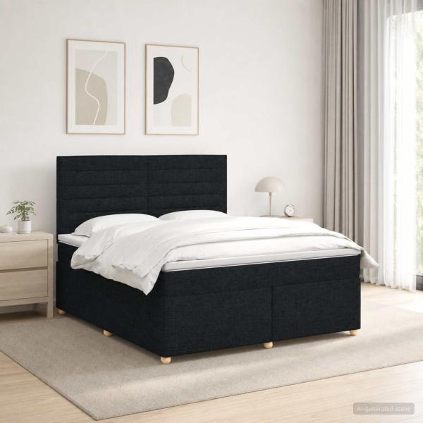 Boxspringbett mit Matratze Schwarz 160 x 200 cm Stoff