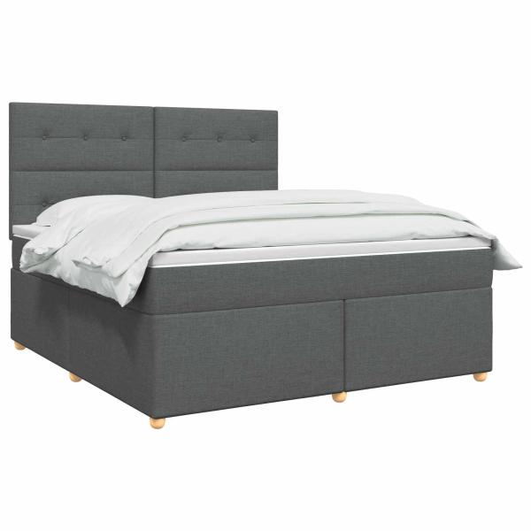 Boxspringbett mit Matratze Dunkelgrau 160 x 200 cm Stoff